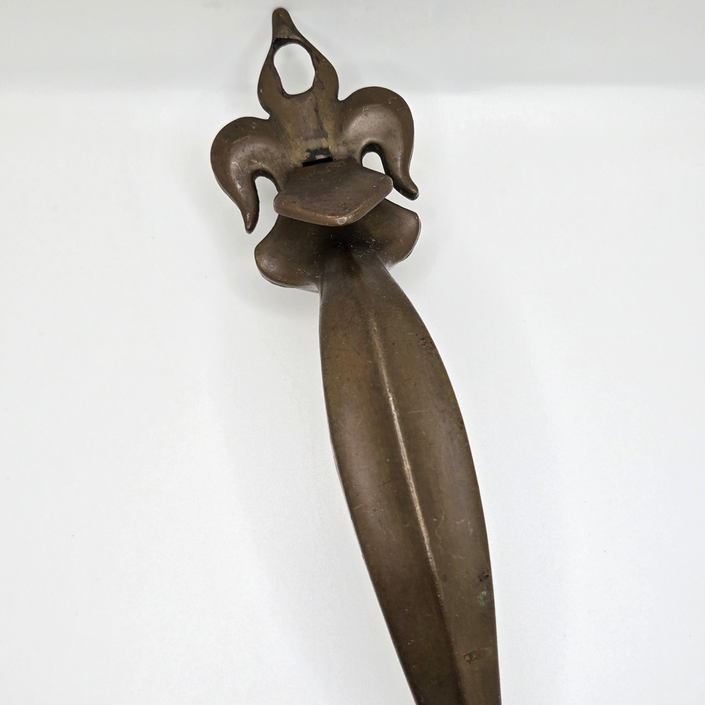 Antique Brass Door Pull Thumb Press Handle Fleur De Lis Victorian Reclaimed 11" - Picture 4 of 14